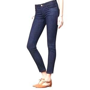 Pilcro Women's Jeans Skinny Textured Herringbone Navy Blue Sz 32 Flattering Fit